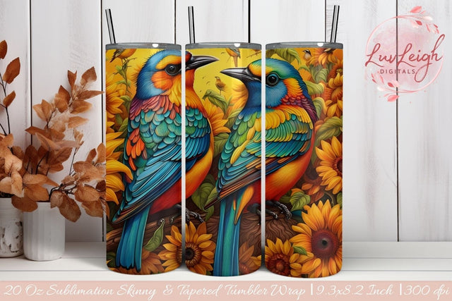 Lovebirds Sunflower tumbler wrap Sublimation Luvleigh Digitals 