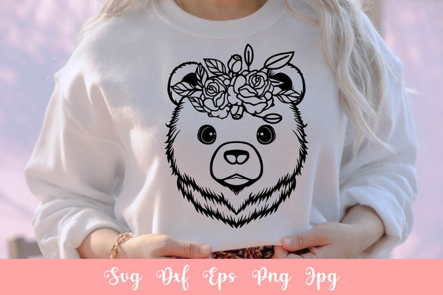 Lovely Bear With Flowers SVG File Free For Commercial Use SVG Sintegra 