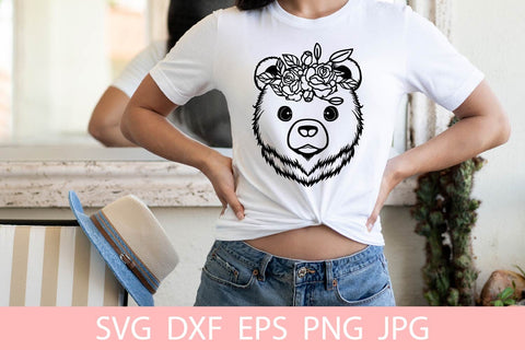 Lovely Bear With Flowers SVG File Free For Commercial Use SVG Sintegra 