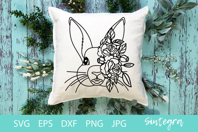 Lovely Bunny With Flowers On Head SVG File SVG Sintegra 