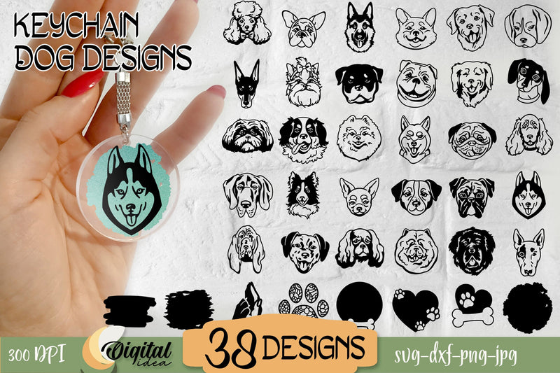 Lovely Dogs Keychain | Dog lovers Bundle Design | Cute&Funny Dog Faces ...