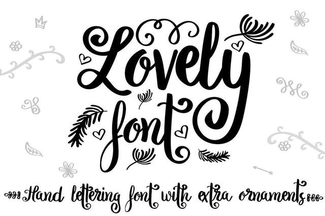 Lovely font with hand drawn ornaments Illustrator Guru 