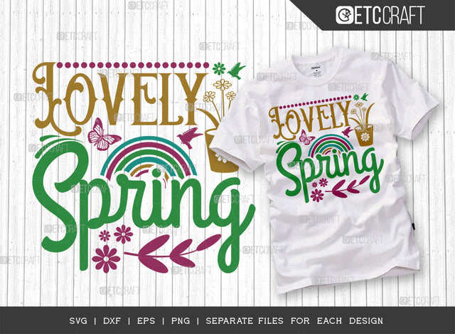 Lovely Spring SVG Cut File | Rainbow Svg | Birds Svg | Butterfly Svg | Flower Svg | Spring Svg | Hello Spring Svg | Dxf | Eps | Png | Tshirt Design SVG ETC Craft 