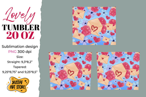 Lovely tumbler 20 oz sublimation. Flowers and envelope Sublimation Yustaf Art Store 