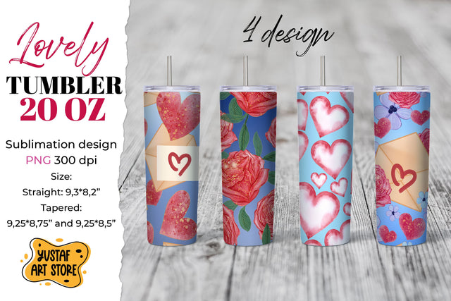 Lovely tumbler 20 oz sublimation mini bundle. 4 design PNG Sublimation Yustaf Art Store 