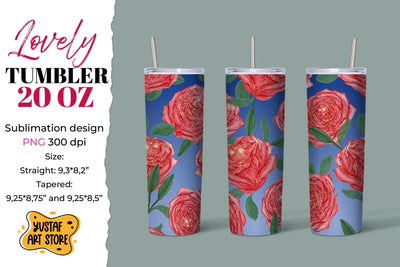 Lovely tumbler 20 oz sublimation. Rose tumbler sublimation Sublimation Yustaf Art Store 