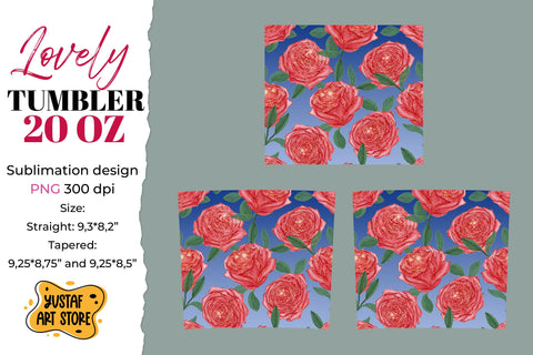 Lovely tumbler 20 oz sublimation. Rose tumbler sublimation Sublimation Yustaf Art Store 