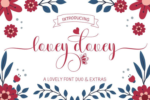 Lovey dovey Font Duo Plus Extras Font Poen1983 