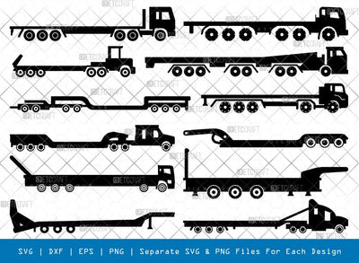 Lowboy Trailer Truck Silhouette, Lowboy Trailer Truck SVG, Truck Svg, Trucker Svg, Lowboy svg, Lowboy Trailer Truck Bundle, SB00950 SVG ETC Craft 