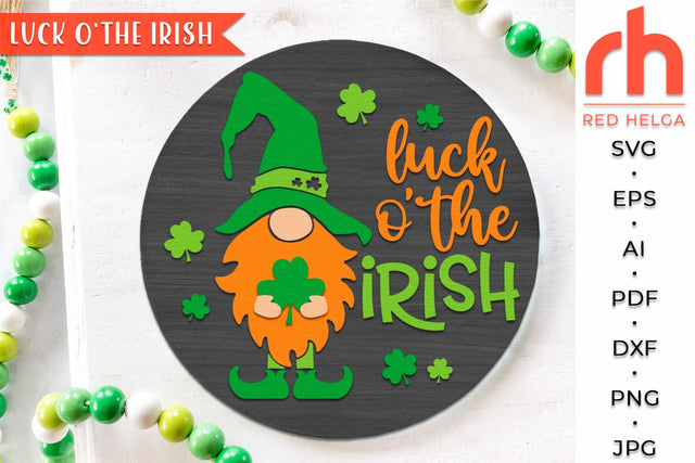 Luck O'The Irish SVG, Round Hanger Cut File, St. Patrick's Day Sign DXF SVG RedHelgaArt 