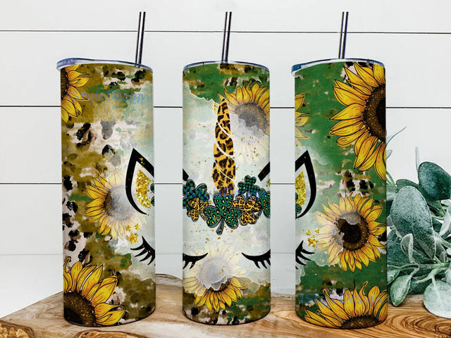 Luck Unicorn Shamrock 20oz Tumbler Png, St. Patrick's Day Tumbler Design, Sunflower Leopard Tumbler Wrap, Unicorn Glitter Design Png, St. Patrick's Day Tumbler Template, Digital Dowload Sublimation iStyleDesign 