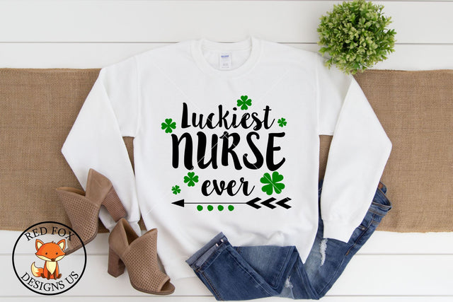 Luckiest Nurse Ever | St Patrick's Day | SVG PNG DXF SVG RedFoxDesignsUS 
