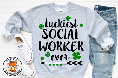 Luckiest Social Worker Ever | St Patrick's Day | SVG PNG DXF SVG RedFoxDesignsUS 