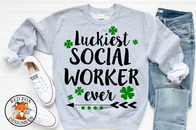 Luckiest Social Worker Ever | St Patrick's Day | SVG PNG DXF SVG RedFoxDesignsUS 