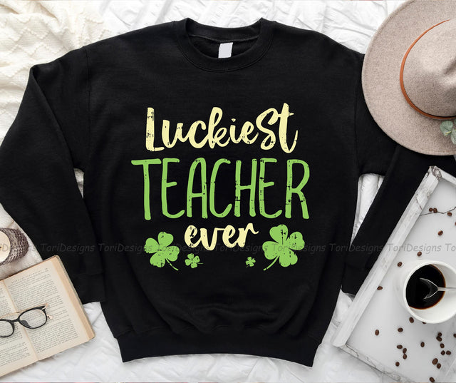 Luckiest Teacher Ever St Patricks Day PNG, Lucky Teacher PNG Digital Download, Lucky Irish Teacher Sublimation ToriDesigns 