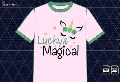 Lucky And Magical Sublimation, St. Patrick’s Unicorn PNG, Patrick’s Unicorn Kids Shirt, St. Patrick’s Day Sublimation Print Template Sublimation Depiction Studio 