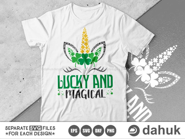 Lucky and Magical svg, St. Patrick's Day svg, Saint patrick's Day svg, Unicorn svg, Shamrock svg SVG dahukdesign 