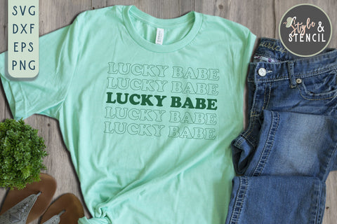 Lucky Babe SVG - St Patricks Day SVG Style and Stencil 