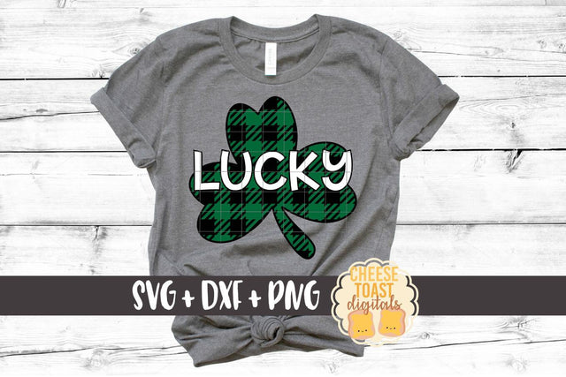Lucky - Buffalo Plaid Shamrock - St. Patrick's Day SVG PNG DXF Cut Files SVG Cheese Toast Digitals 