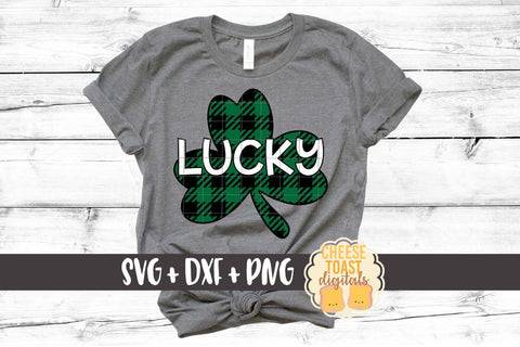 Lucky - Buffalo Plaid Shamrock - St. Patrick's Day SVG PNG DXF Cut Files SVG Cheese Toast Digitals 