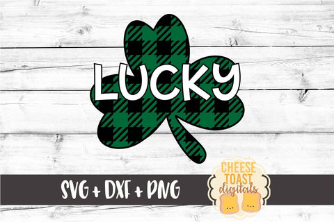Lucky - Buffalo Plaid Shamrock - St. Patrick's Day SVG PNG DXF Cut Files SVG Cheese Toast Digitals 