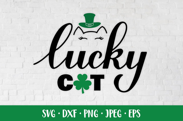 Lucky cat. Funny St. Patricks day quote. Cat bandana SVG SVG LaBelezoka 