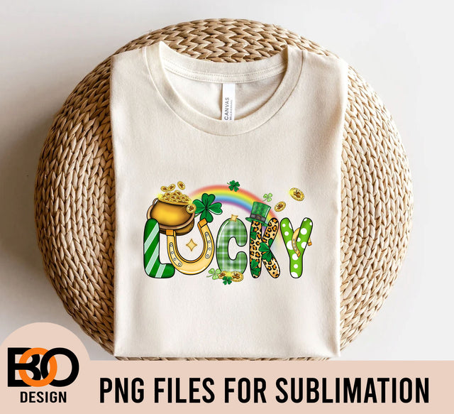 Lucky Charm PNG, Shamrock png, Lucky PNG, Retro Lucky PNG, Feeling Lucky, Happy Go Lucky, St Patricks Day, Trendy, Sublimatiom Sublimation BOO-design 