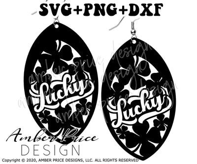 Lucky Earrings SVG PNG DXF | St. Patrick's Day Earring SVG | Irish Earring SVGs | Amber Price Design SVG Amber Price Design 