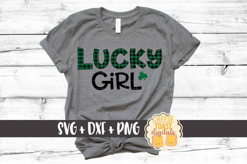 Lucky Girl - Buffalo Plaid - St. Patrick's Day SVG PNG DXF Cut Files SVG Cheese Toast Digitals 