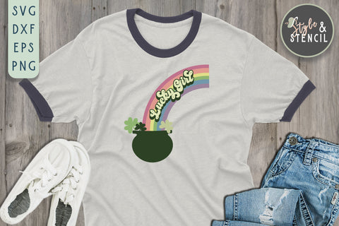 Lucky Girl SVG - Lucky - St Patricks Day - Rainbow SVG Style and Stencil 