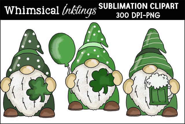 Lucky Gnomes Sublimation Clipart Sublimation Whimsical Inklings 
