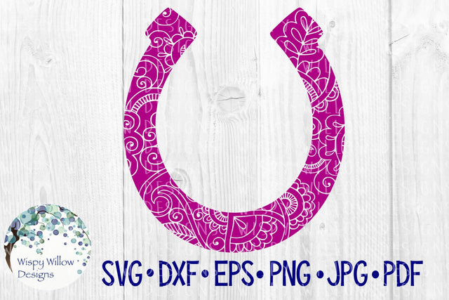 Lucky Horse Shoe Zentangle SVG Wispy Willow Designs 