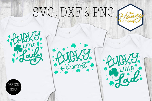 Lucky Little Lady Lad Charm SVG PNG DXF Shamrock Irish Bundle Instant Download Silhouette Cricut Cut Files Cutting Machine Vector File SVG The Honey Company 