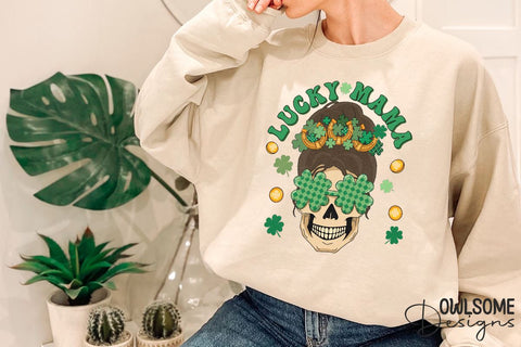 Lucky Mama Skeleton Patricks Day PNG Sublimation Owlsome.Designs 