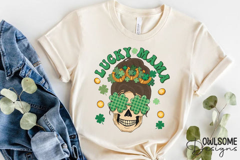 Lucky Mama Skeleton Patricks Day PNG Sublimation Owlsome.Designs 