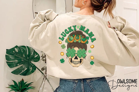 Lucky Mama Skeleton Patricks Day PNG Sublimation Owlsome.Designs 