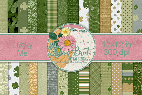 Lucky Me Papers Digital Pattern QueenBrat Digital Designs 
