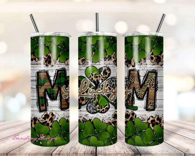 Lucky Mom St. Patrick's Day 20 oz. Skinny Tumbler PNG Sublimation Design, Irish Day Tumbler Wrap,Paddy's Day Lucky Mom Tumbler Png Downloads Sublimation TrendingDesign 