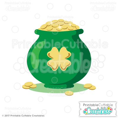 Lucky Pot of Gold SVG Printable Cuttable Creatables 