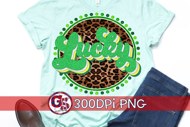 Lucky Retro Leopard PNG for Sublimation-St. Patrick's Day Sublimation Greedy Stitches 