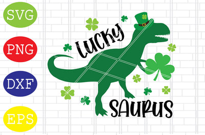 Lucky Saurus Leprechaun Hat Svg, Patrick's Day Svg, Png, Eps, Dxf Files SVG DigitalSvgFiles 