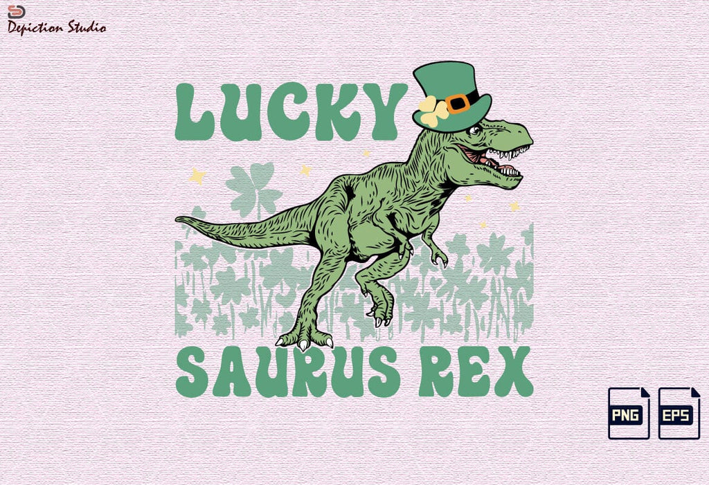 Lucky Saurus Rex Patrick’s Sublimation, St. Patrick’s Dinosaur Shirt ...
