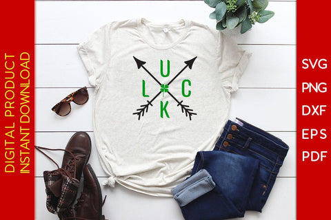 Lucky Shamrock Cross Arrow St Patrick's Day SVG PNG PDF Cut File SVG Creativedesigntee 