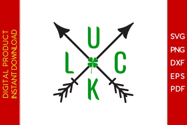 Lucky Shamrock Cross Arrow St Patrick's Day SVG PNG PDF Cut File SVG Creativedesigntee 