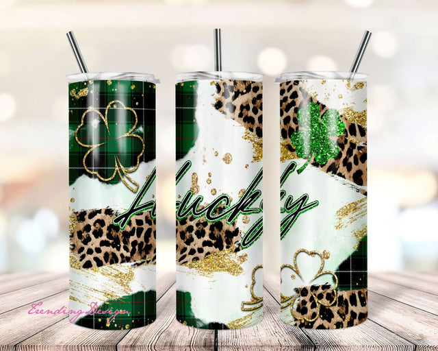 Lucky St. Patrick's Day Tumbler | Sublimated Tumbler | Glitter Tumbler | St. Patrick's Day Sublimation TrendingDesign 