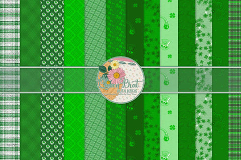 Lucky St Patricks Papers Digital Pattern QueenBrat Digital Designs 