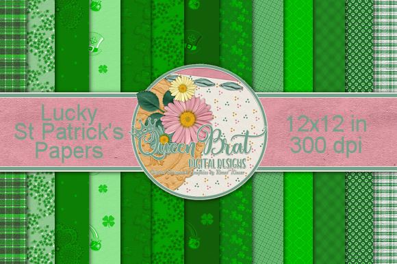 Lucky St Patricks Papers Digital Pattern QueenBrat Digital Designs 