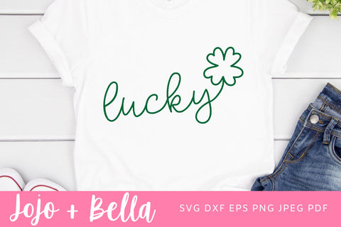 Lucky Svg, Clover Svg, Svg Bundle, St. Patricks Day Svg, Shamrock Svg, Hand drawn Clover Svg, St Patricks Day Cut Files, Cricut Files SVG Jojo&Bella 