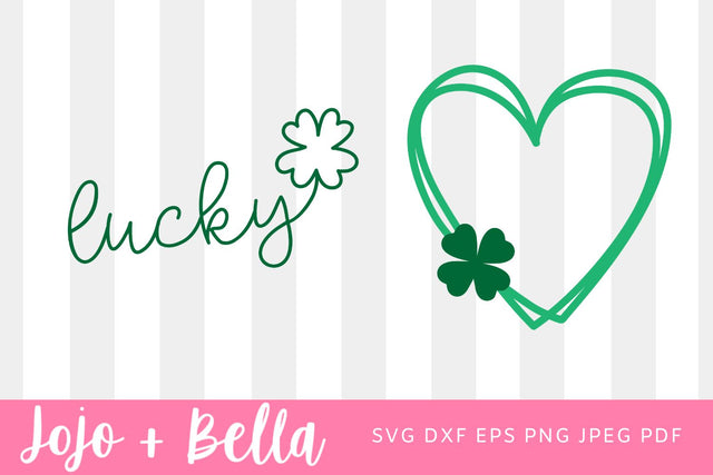 Lucky Svg, Clover Svg, Svg Bundle, St. Patricks Day Svg, Shamrock Svg, Hand drawn Clover Svg, St Patricks Day Cut Files, Cricut Files SVG Jojo&Bella 