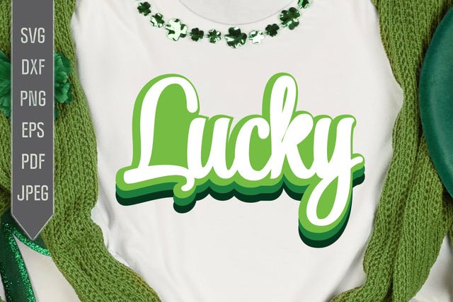 Lucky Svg. Lucky in 3d retro old school groovy font. St. Patrick's Day Svg. Lucky Svg. Irish Svg. Clover Svg. St Patrick's Dxf, eps, png, jpg pdf SVG Mint And Beer Creations 